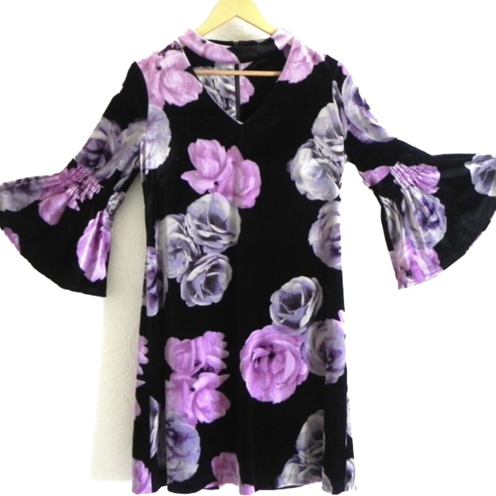 Julian Taylor NY Velvet Dress 🟪◾️🟪 Multi-Color Floral Size 12